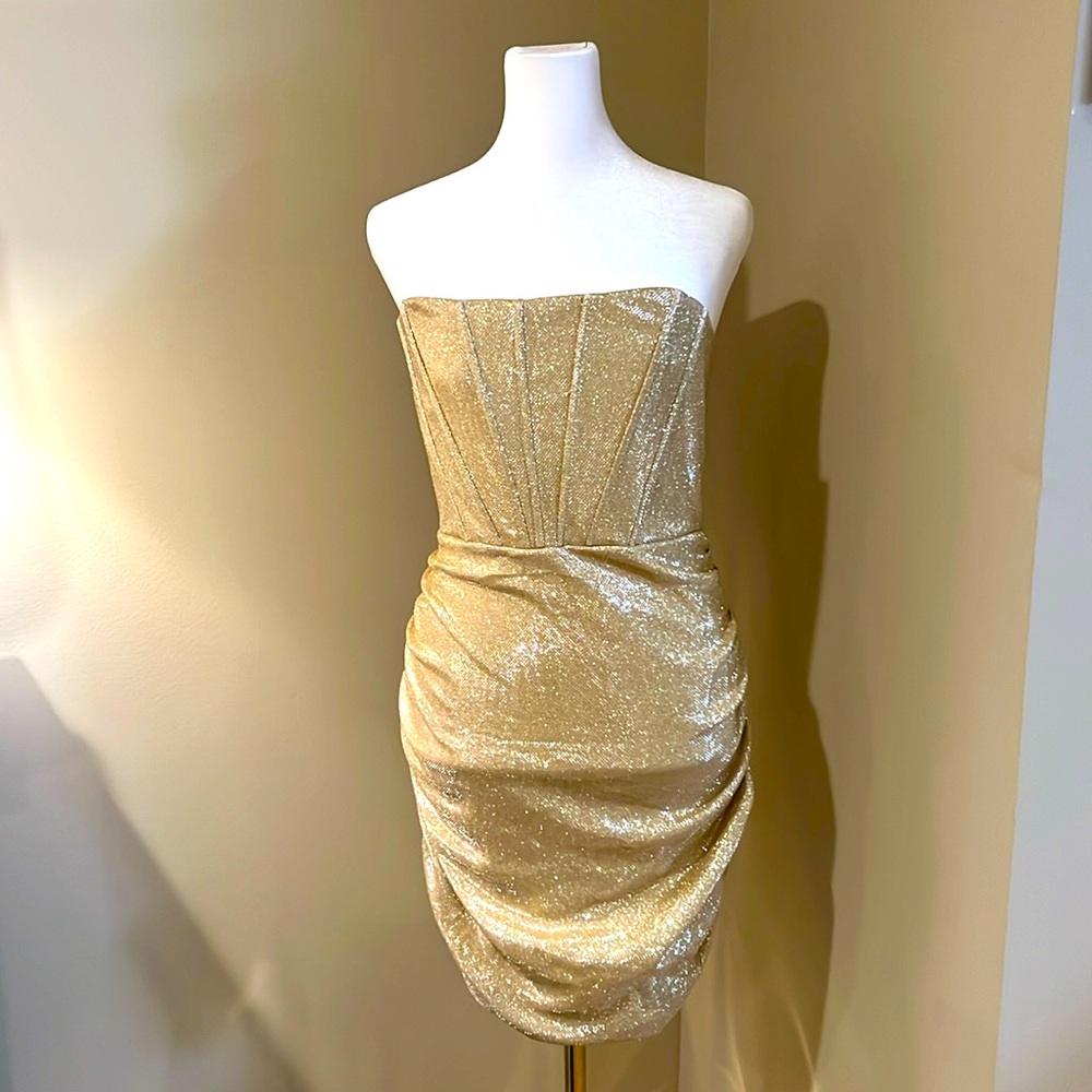 Ladies shimmery gold zip up dress